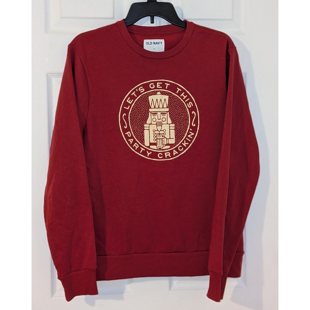 Old Navy Mens Nutcracker‎ Christmas Graphic Sweatshirt Burgundy Medium Holiday